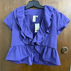 Lavender & Honey Purple Ruffled Women's Top Small NWT